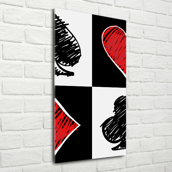 Cuadro de metacrilato moderno efecto cristal vertical Palos de cartas