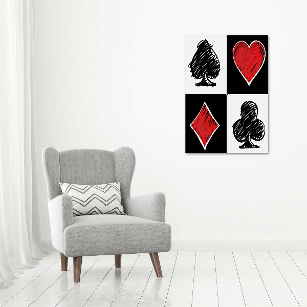 Cuadro de metacrilato moderno efecto cristal vertical Palos de cartas