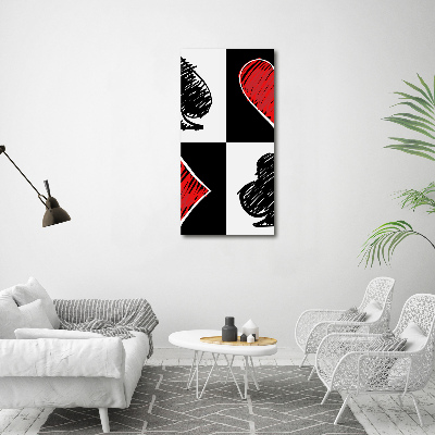 Cuadro de metacrilato moderno efecto cristal vertical Palos de cartas