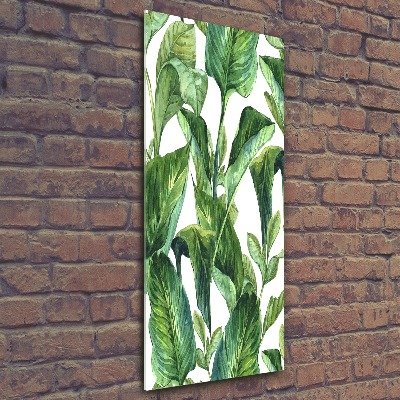 Cuadro de metacrilato moderno efecto cristal vertical hojas tropicales