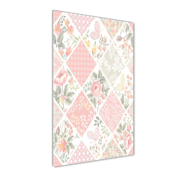 Cuadro decorativo en acrílico brillante vertical Patrón floral