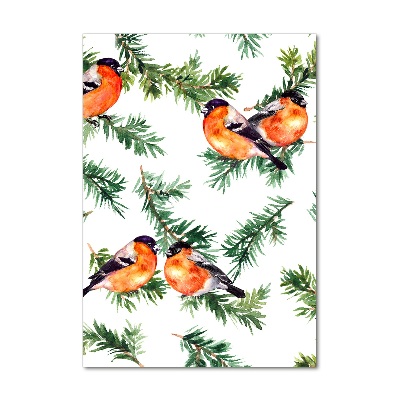 Cuadro de metacrilato vertical Petirrojo y coníferas