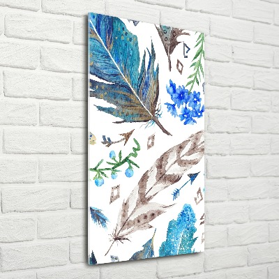 Impresión en metacrilato de alta calidad vertical Plumas y flores