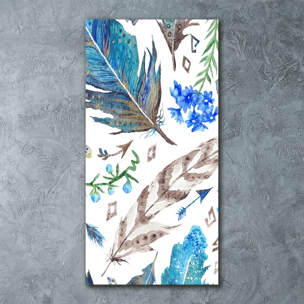 Impresión en metacrilato de alta calidad vertical Plumas y flores