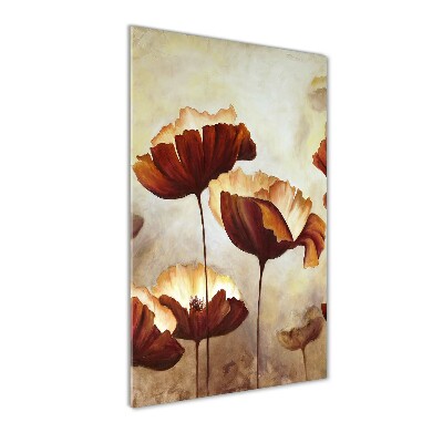 Cuadro decorativo en acrílico brillante vertical Amapolas de campo