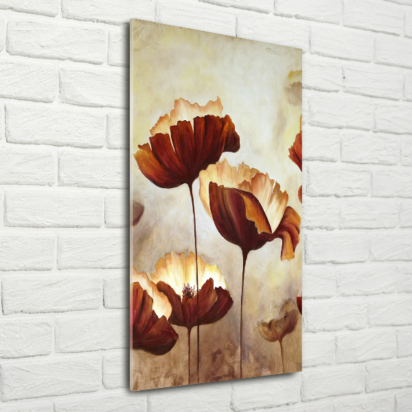 Cuadro decorativo en acrílico brillante vertical Amapolas de campo