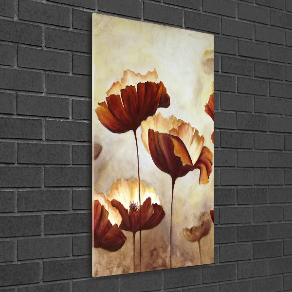 Cuadro decorativo en acrílico brillante vertical Amapolas de campo