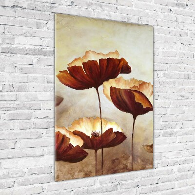 Cuadro decorativo en acrílico brillante vertical Amapolas de campo