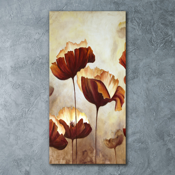 Cuadro decorativo en acrílico brillante vertical Amapolas de campo