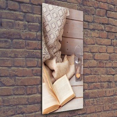 Cuadro decorativo en acrílico brillante vertical Relajarse con un libro