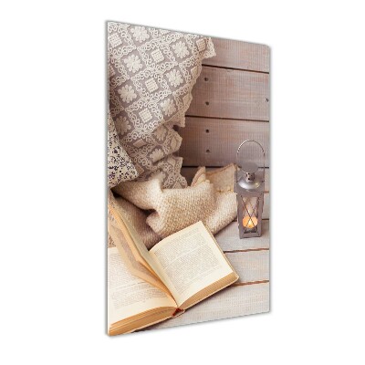 Cuadro decorativo en acrílico brillante vertical Relajarse con un libro