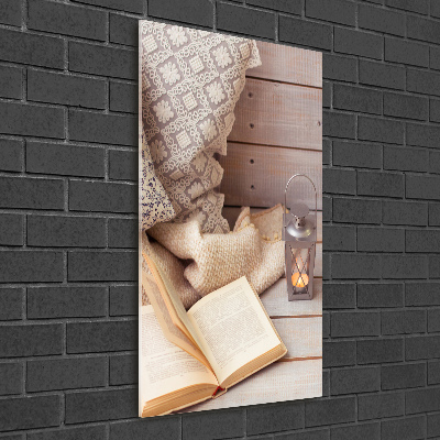 Cuadro decorativo en acrílico brillante vertical Relajarse con un libro