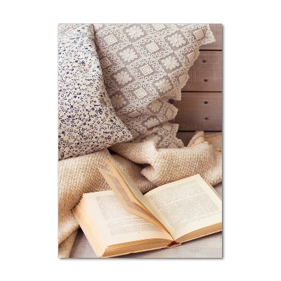 Cuadro decorativo en acrílico brillante vertical Relajarse con un libro