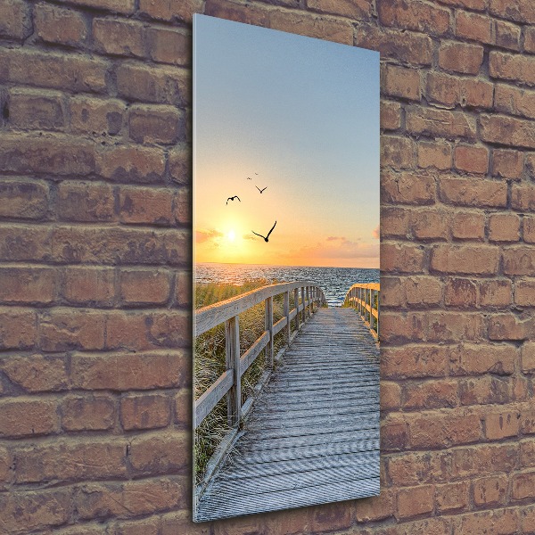 Cuadro decorativo en acrílico brillante vertical Camino a la playa