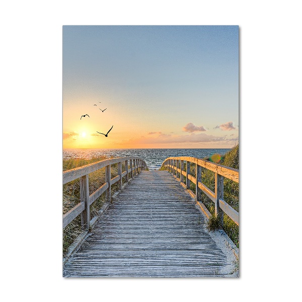 Cuadro decorativo en acrílico brillante vertical Camino a la playa