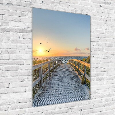 Cuadro decorativo en acrílico brillante vertical Camino a la playa