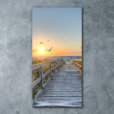 Cuadro decorativo en acrílico brillante vertical Camino a la playa