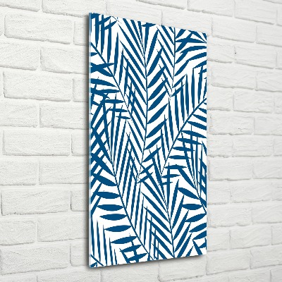 Cuadro de metacrilato moderno efecto cristal vertical hojas tropicales