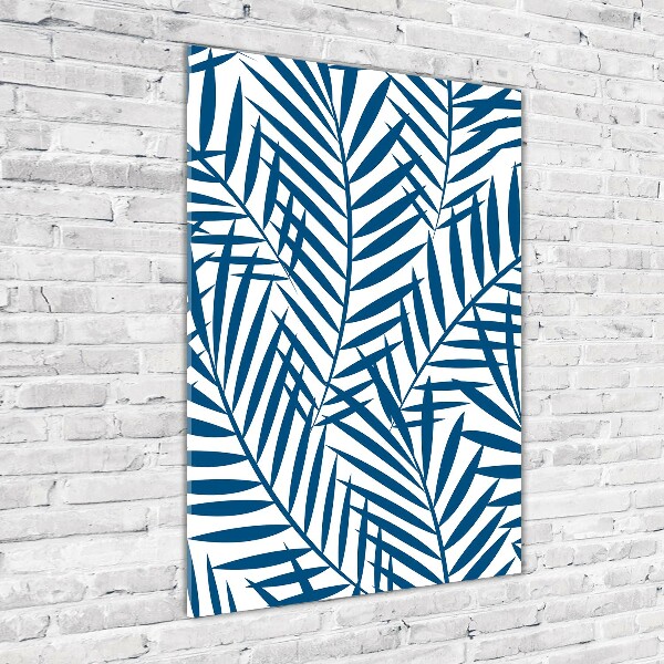 Cuadro de metacrilato moderno efecto cristal vertical hojas tropicales