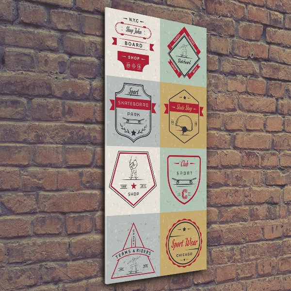 Cuadro decorativo en acrílico brillante vertical Señales de patineta