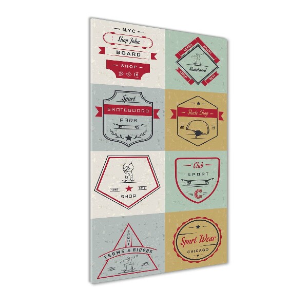 Cuadro decorativo en acrílico brillante vertical Señales de patineta