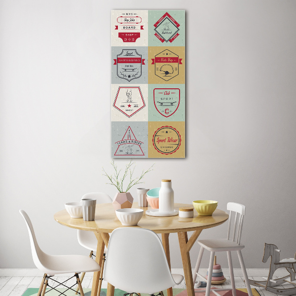 Cuadro decorativo en acrílico brillante vertical Señales de patineta