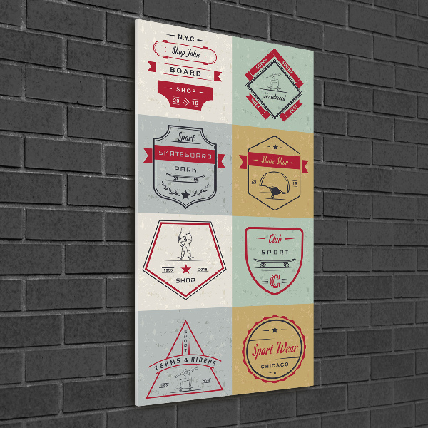 Cuadro decorativo en acrílico brillante vertical Señales de patineta