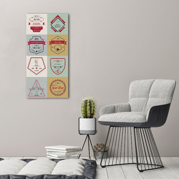 Cuadro decorativo en acrílico brillante vertical Señales de patineta