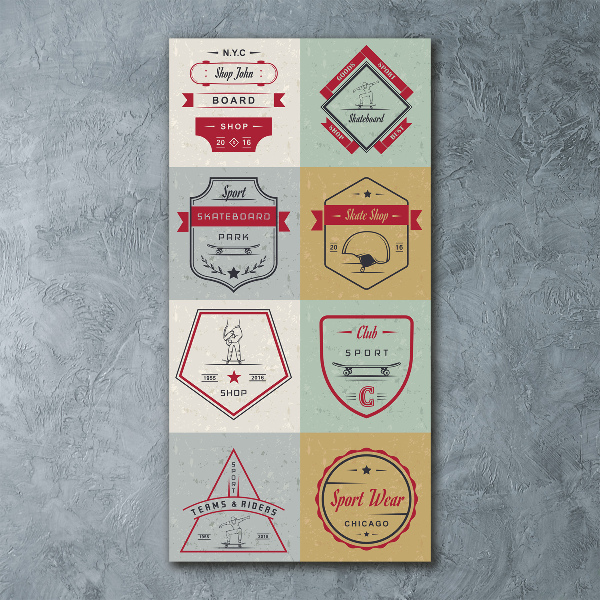 Cuadro decorativo en acrílico brillante vertical Señales de patineta