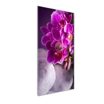 Cuadro de metacrilato moderno efecto cristal vertical Orquídea rosa