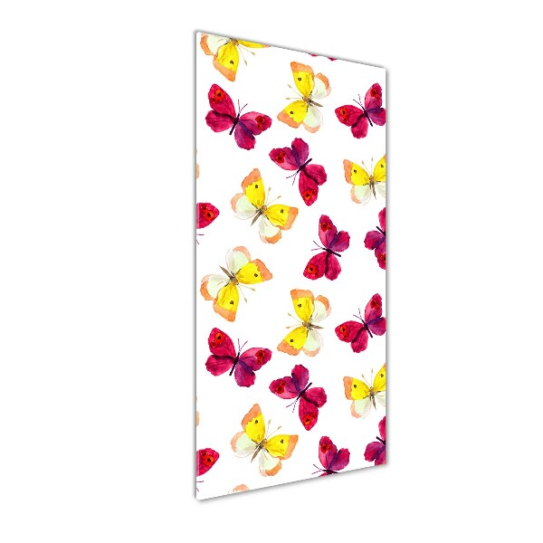 Cuadro de metacrilato moderno efecto cristal vertical mariposas coloridas
