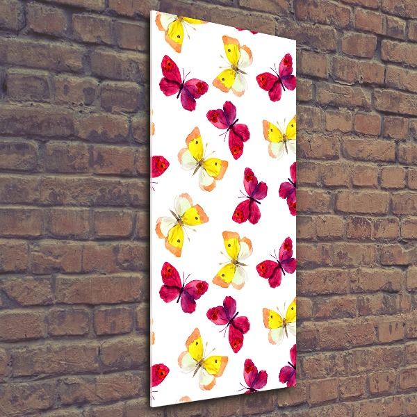 Cuadro de metacrilato moderno efecto cristal vertical mariposas coloridas