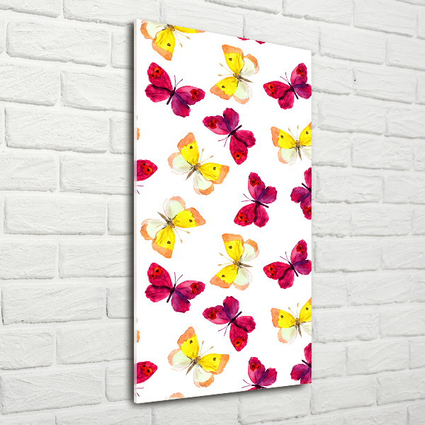 Cuadro de metacrilato moderno efecto cristal vertical mariposas coloridas