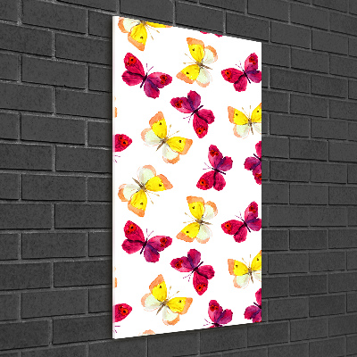 Cuadro de metacrilato moderno efecto cristal vertical mariposas coloridas
