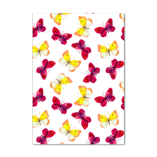 Cuadro de metacrilato moderno efecto cristal vertical mariposas coloridas