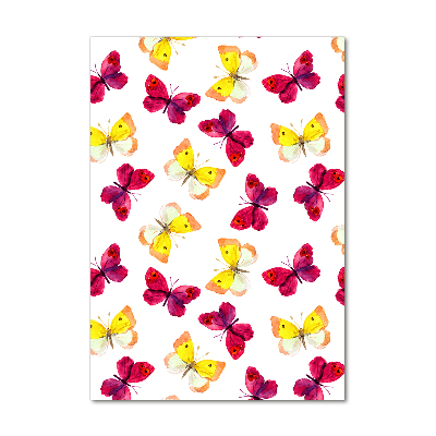 Cuadro de metacrilato moderno efecto cristal vertical mariposas coloridas