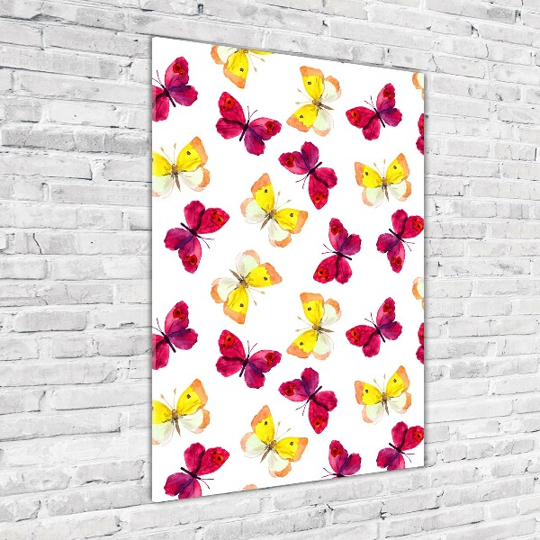 Cuadro de metacrilato moderno efecto cristal vertical mariposas coloridas