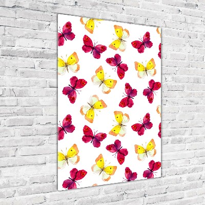 Cuadro de metacrilato moderno efecto cristal vertical mariposas coloridas