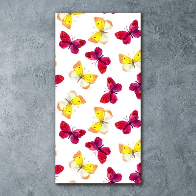 Cuadro de metacrilato moderno efecto cristal vertical mariposas coloridas