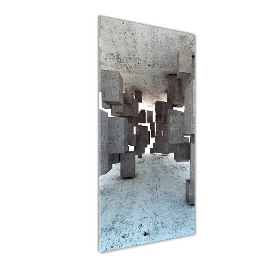 Cuadro de metacrilato moderno efecto cristal vertical Cubos de hormigón