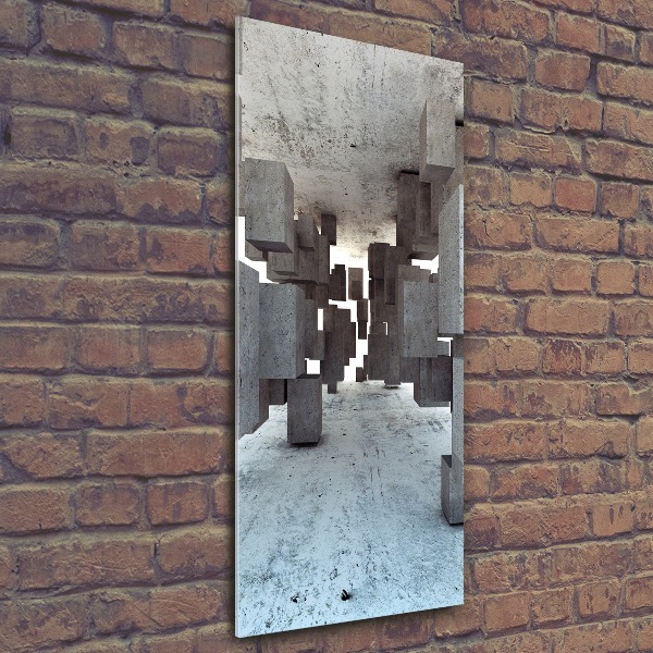 Cuadro de metacrilato moderno efecto cristal vertical Cubos de hormigón