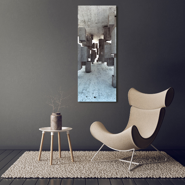 Cuadro de metacrilato moderno efecto cristal vertical Cubos de hormigón