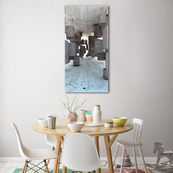 Cuadro de metacrilato moderno efecto cristal vertical Cubos de hormigón