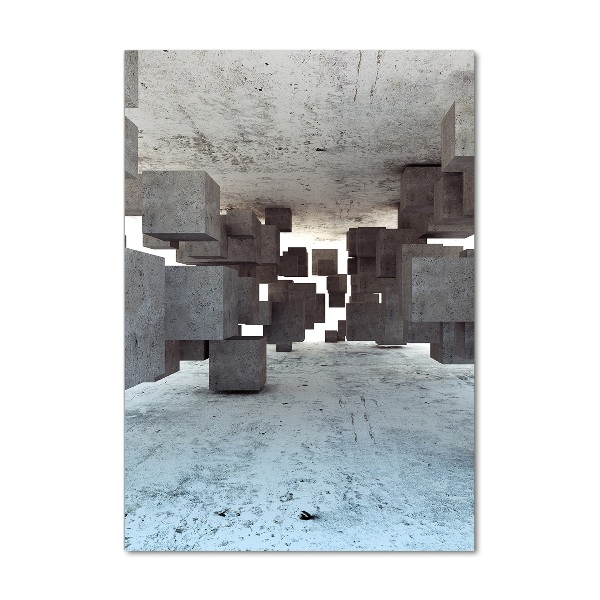 Cuadro de metacrilato moderno efecto cristal vertical Cubos de hormigón