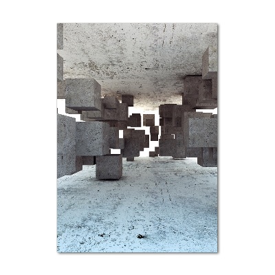 Cuadro de metacrilato moderno efecto cristal vertical Cubos de hormigón