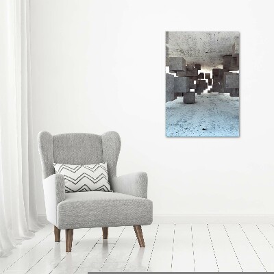 Cuadro de metacrilato moderno efecto cristal vertical Cubos de hormigón
