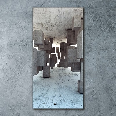 Cuadro de metacrilato moderno efecto cristal vertical Cubos de hormigón