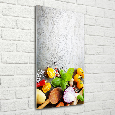 Cuadro decorativo en acrílico brillante vertical Verduras