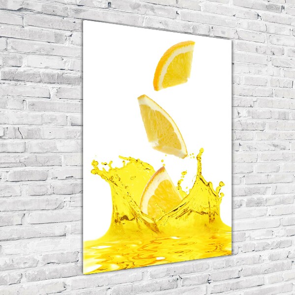 Cuadro de metacrilato moderno efecto cristal vertical Zumo de limón