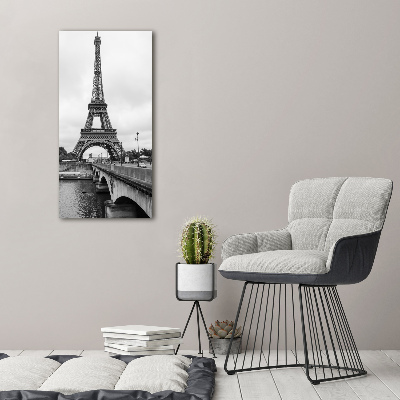 Cuadro de metacrilato moderno efecto cristal vertical Torre Eiffel de París